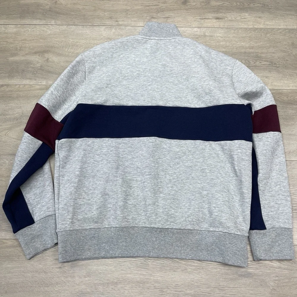 Polo Ralph Lauren Double Knit Track Jacket Men's Sz L Gray Striped Pony